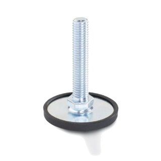 J.W. Winco 8N50T30/KR Series GN 440 Carbon Steel Leveling Feet with Plastic Base Cap, Zinc Plated and Blue Passivated Finish, Metric Size, 40mm Base Diameter, M8 x 1.25 Thread Size, 50mm Thread Length Vibration Damping Mounts