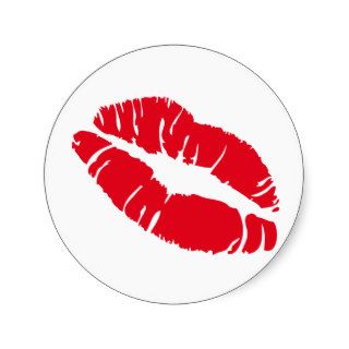 kiss red lips icon round sticker