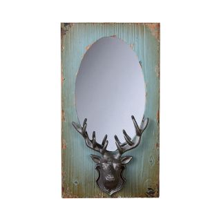 Stag Head Wall Mirror, Blue