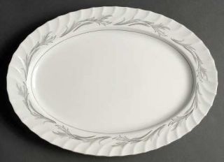 Harmony House China Platinum Scroll 14 Oval Serving Platter, Fine China Dinnerw