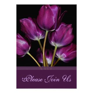 Floral Purple Spring Tulip Stem Bouquet Wedding 2 Personalized Announcements