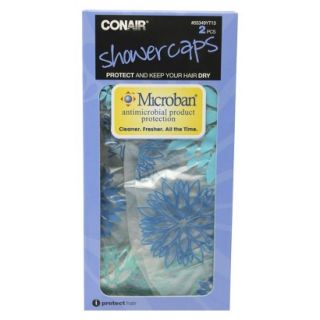 Conair 2 Pack Printed Shower Cap w/Microban   Blue