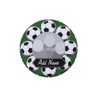 Soccer Ball Photo Border with Custom Name Candy Tin