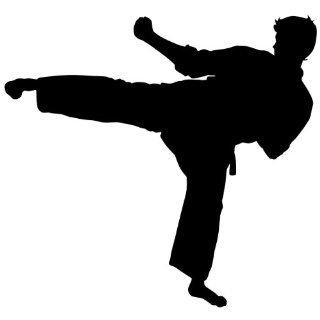 Martial Arts Wall Decal Sticker   Karate Sports Silhouette Decoration Mural   12 in. Black  