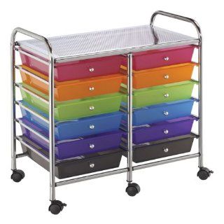 Multi Colored Mobile Taboret w/ 12 Drawers