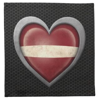 Latvian Heart Flag Steel Mesh Effect Cloth Napkins