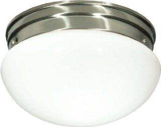 Nuvo Lighting 60/405 Two Light Flush Mount with White Mushroom Glass, Brushed Nickel, 10 Inch   Close To Ceiling Light Fixtures  
