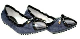 TOD'S Whiskey Penny Loafer Fabric Navy/Black Ballerina Open Toe Sz 41 6W0S405 Loafers Shoes Shoes