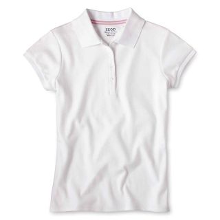 Izod Short Sleeve Polo Shirt   Girls 4 18 and Girls Plus, White, Girls