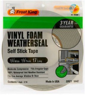 Frost King V442H Vinyl Foam Tape 1/8 Inch, Grey   Weather Stripping  