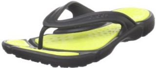 Crocs Men's Prepair II Thong Sandal,Black/Citrus,13 M US Shoes