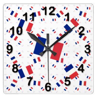 Tricolor France Flag in Multiple Layers Askew Wall Clocks