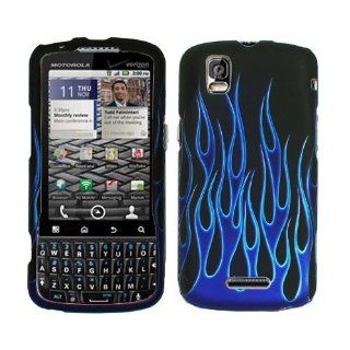 Black Blue Flame Rubberized Snap on Design Hard Case Faceplate for Motorola Droid Pro Xt610 Cell Phones & Accessories