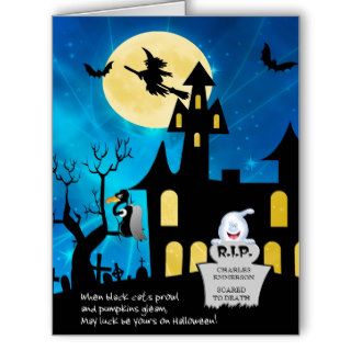 Halloween Haunted House Custom Front R.I.P. Greeting Card