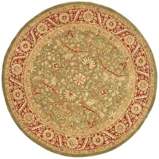 Handmade Ancestry Green/ Red Wool Rug (4' Round) Safavieh Round/Oval/Square