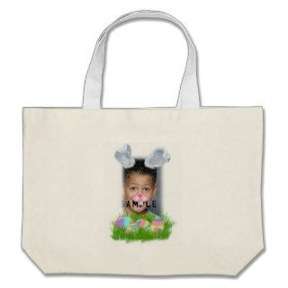 Easter Bunny (Ears & Nose Adjustable) Photo Frame Tote Bags