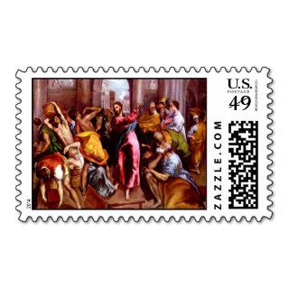 Jesus drove money changers out of the temple postage