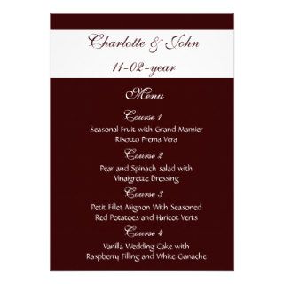 mocha chocolate brown wedding menu announcements