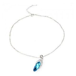 Elegant Oval Sapphire Rhinestone Necklace Jewelry Blue Jewelry