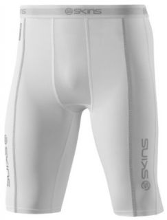 SKINS Men's Bio Ice 1/2 Tights, White/Platinum, Small  Athletic Leggings  Clothing