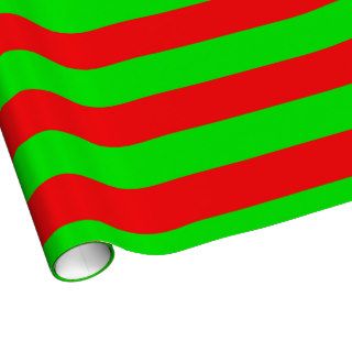Festive Red Green Huge Christmas Stripe Pattern Gift Wrap
