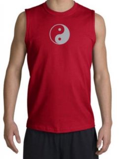 YIN YANG Yoga Martial Arts Meditation Adult Muscle Shirt Shooter   Red Clothing
