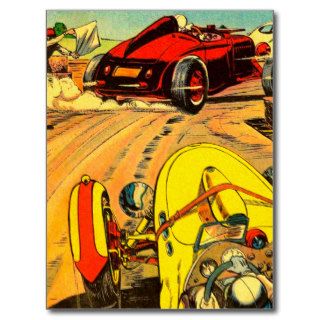 Hot Rod Car Racing   Vintage Art Post Cards