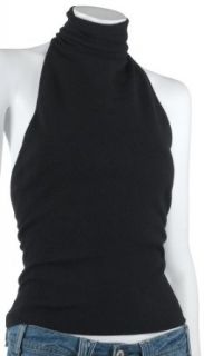 Fiona FWS Women's Cashmere Sleeveless Backless Turtleneck, Black, Size 44 Sweater Vests