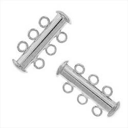 Beadaholique Silverplated Three ring Strand 22 mm Tube Clasps (Set of 4) Beadaholique Jewelry Findings