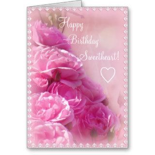 Textured Pink Roses Birthday Greeting Card
