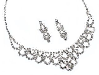 USABride Dazzling Rhinestone Crystal Necklace & Earring Jewelry Set 539 Jewelry