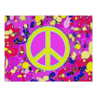 Happy Holidays Love & Peace Sign Hot Abstract Print