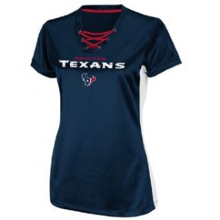 NFL Women's Houston Texans Draft Me IV Short Sleeve V Neck Synthetic Tee (Navy/White/Cardinal, X Large)  Sports Fan T Shirts  Clothing