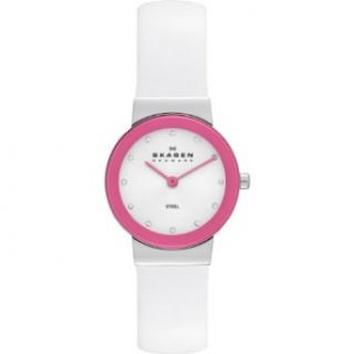 Skagen Brights   White Leather &Amp; Pink Dial Women's Watch Skw2016 Skagen Watches