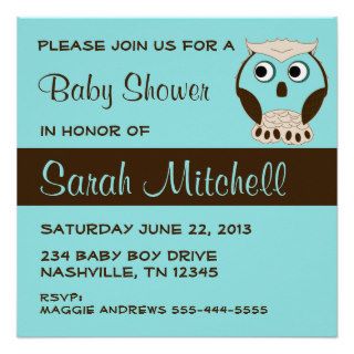 Its A Boy Owl Baby Shower Announcements