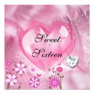 Pink SWEET SIXTEEN 16th Birthday Party Invitations