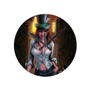 Madness of Wonderland #1   Female Mad Hatter Round Wallclock