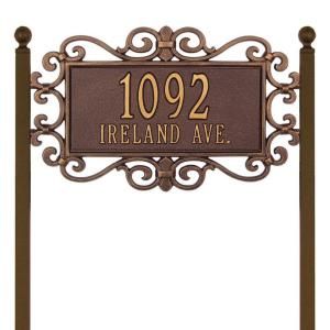 Whitehall Products Mears Fretwork Rectangular Antique Copper Standard Lawn Two Line Address Plaque 5524AC