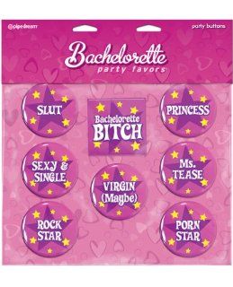 Bachelorette Party Favors Buttons   8 Asst. Sayings Health & Personal Care