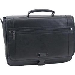 Kenneth Cole Reaction Florencia 4.5in Single Gusset Flapover Portfolio Black Kenneth Cole Reaction Leather Briefcases