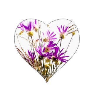 Incredible Purple Flower Bouquet Simple Design Heart Stickers