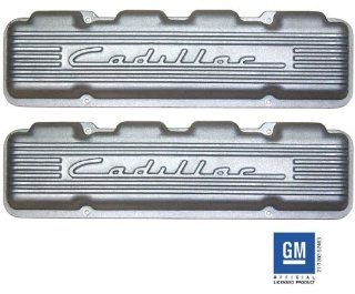 PML Classic "Cadillac" Raised Script Valve Covers   Cast Aluminum Finish Automotive