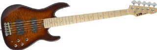 ESP LTD SURVEYOR 415 Quilted Maple 5 String Electric Bass Guitar Dark Brown Sunburst Musical Instruments