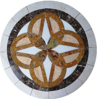 Tile Floor Medallion Marble Mosaic White Onyx Star Modern Design 28"    