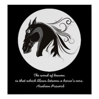 Black and white tribal horse head custom poster