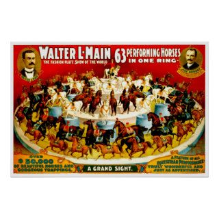 Walter Main Performing Horses ~ Vintage Circus Act Posters
