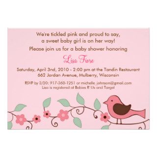 Spring Bird Flower Baby Shower Invitations