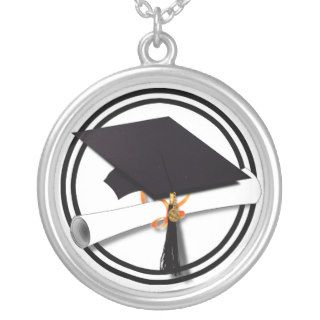 Black and White Graduation Cap with Diploma Pendant