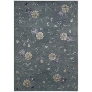 Nourison Hand tufted Oasis Scattered Floral Slate Blue Rug (9'6 x 13') Nourison 7x9   10x14 Rugs
