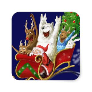 Christmas sledge funny digital drawing Santa Claus Sticker